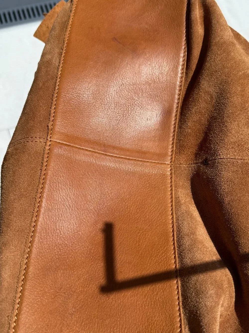 Vilenca Holland Suede Slouchy Hobo Shoulder Bag Cognac Boho Whipstitch Tassl NWT